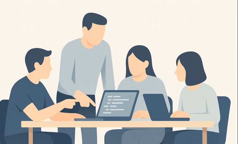 Students collaborating on a group project