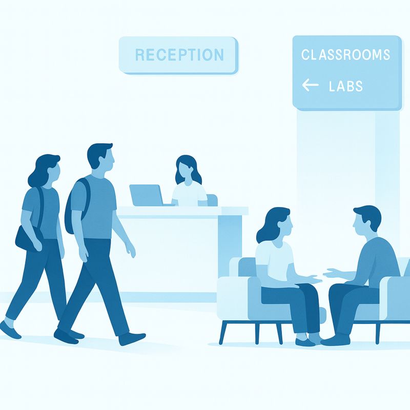 Reception and common area at Airocode campus