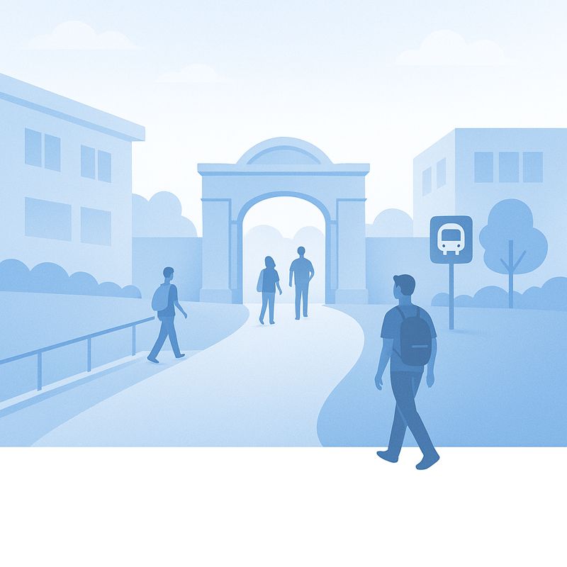 Entrance and access to the campus